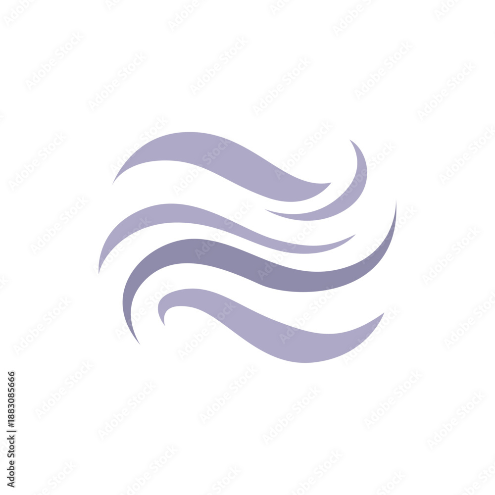 Obraz premium Wind swirl wave lines icon in pastel lavender style, colorful vector flat style illustration