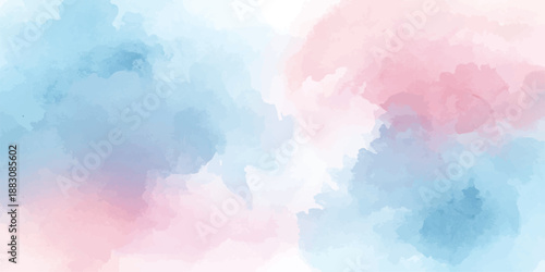Abstract beautiful decorative and lovely soft pink and blue grunge watercolor texture background design.Pastel pink watercolor design with digital painted for template.