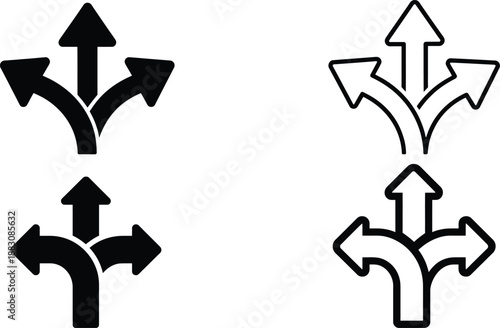 Directional arrows indicating multiple paths