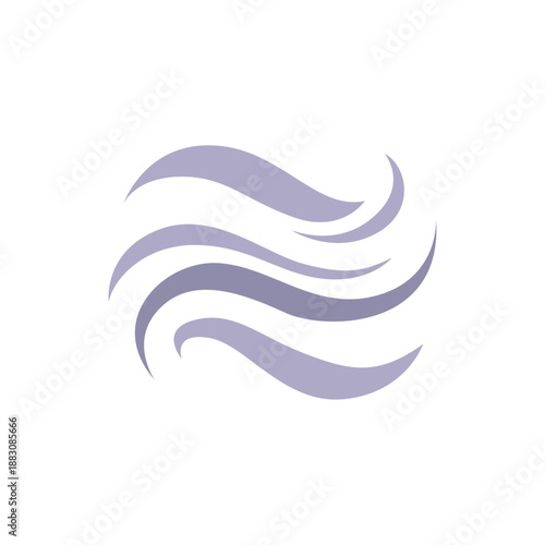 Wind swirl wave lines icon in pastel lavender style, colorful vector flat style illustration