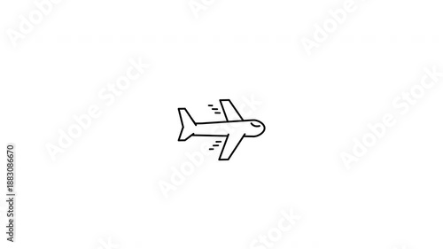 Simple Line Drawing of Airplane Flying.