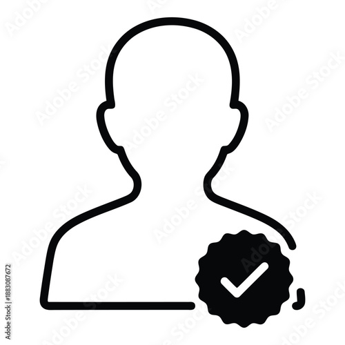 Verified user profile isolated on white background, Vector