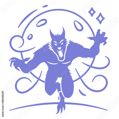 Scary werewolf running