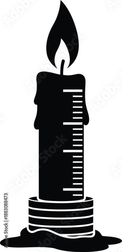 Burning candle on coins isolated on white background, Vector