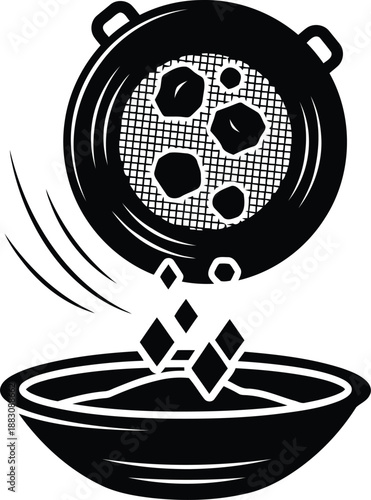 Tea infuser pouring tea leaves isolated on white background, Vector