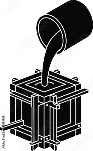 Pouring liquid into mold isolated on white background, Vector