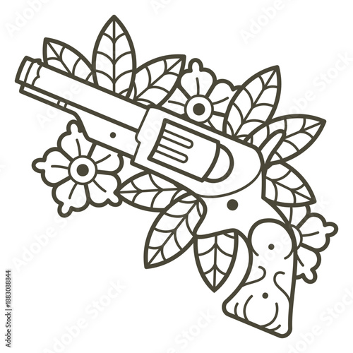 Wild west floral revolver stroke
