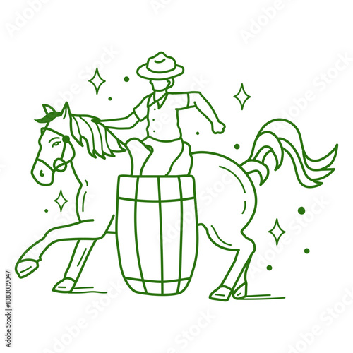 Cowboy in horse with barrel tattoo element