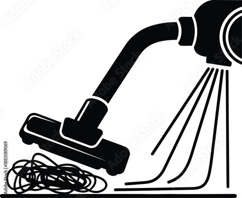 Vacuum cleaner sucking up debris isolated on white background, Vector