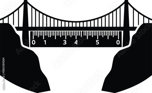 Bridge measuring exact distance isolated on white background, Vector