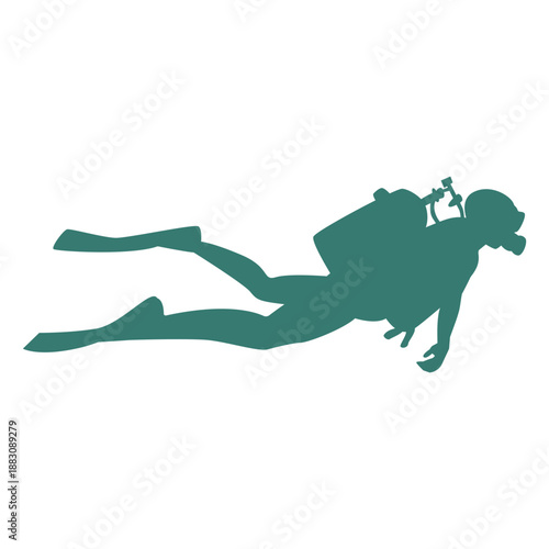 Scuba diver detailed silhouette
