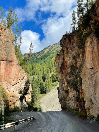 Red gate, a narrow gorge in Altai