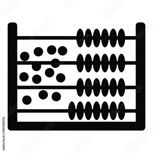 Black and white abacus isolated on white background, Vector