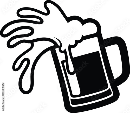 Splashing Beer Mug Outline Graphic Resource Design