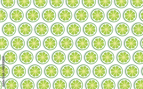 Minimalist seamless pattern of fresh lime fruit cross sections for vibrant summer backgrounds