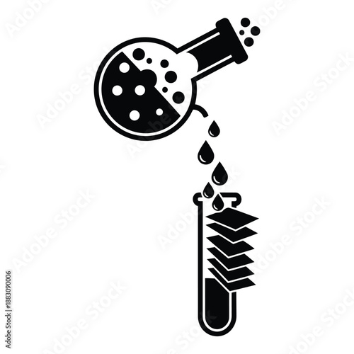 Chemical reaction in test tube isolated on white background, Vector