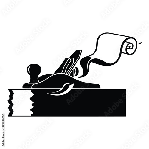 Hand using wood planer isolated on white background, Vector