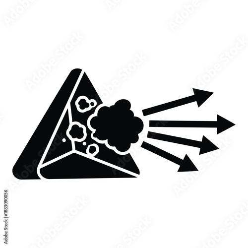 Exploding triangle isolated on white background, Vector