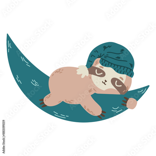 Cute sloth on the moon