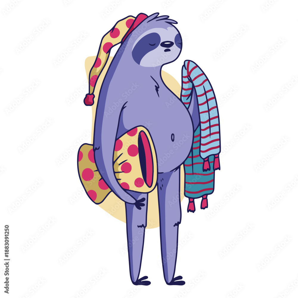 Obraz premium Sleepy sloth color stroke