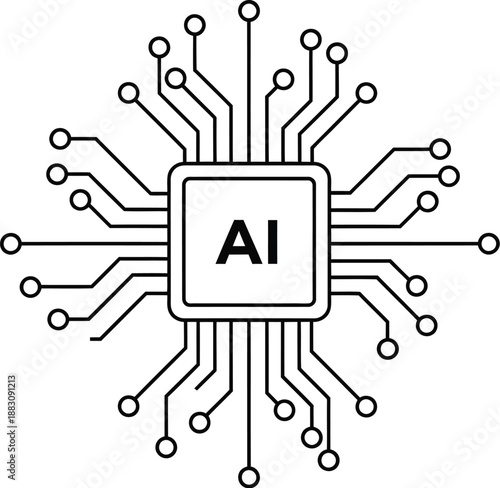 AI Microprocessor Icon Representing Artificial Intelligence and Technology