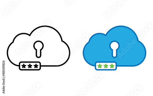 Secure Cloud Storage Cyber Security Flat Vector Icon