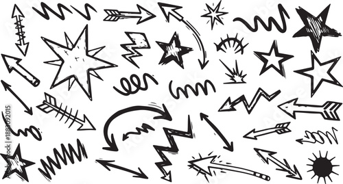 Set of hand drawn elements doodle comics isolated on white background. Speech bubbles with the words