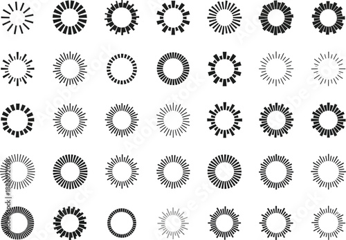 Large Set of 35 Circular Loading and Buffering Icons for User Interface and Web Application Design