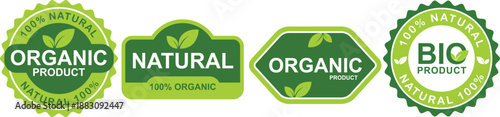 A collection of eco-friendly icons. Ecological food stamps. Natural organic food labels.
