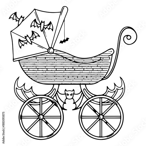 Bat baby stroller line art