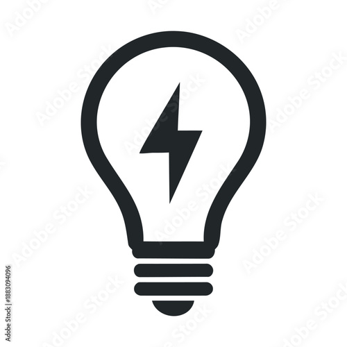 Concept of electricity for business and energy with lightbulb and lightning symbol graphic design vector simple element