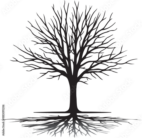 Tree black and white silhoutte vector design