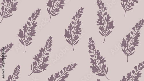 Seamless Lavender Floral Pattern - Delicate Botanical Illustration on Pastel Background
