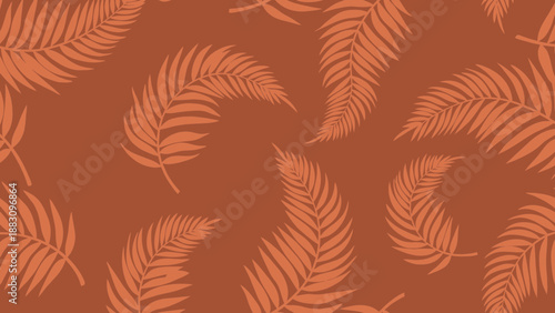 Wallpaper Mural Seamless Orange Palm Leaf Pattern, Tropical Foliage Background, Nature Inspired Design Torontodigital.ca