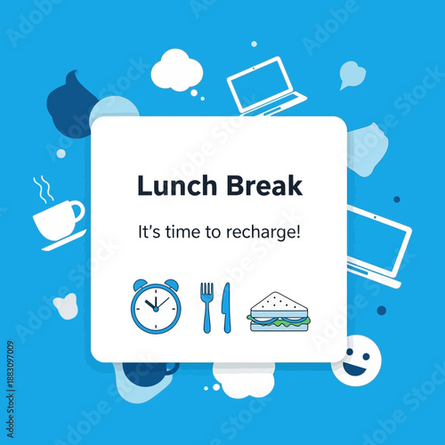 Invigorating Lunch Break Reminder: A Refreshing Pause During Busy Workday for Sustained Energy