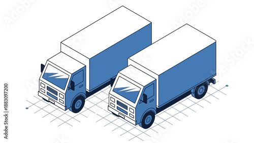 Isometric Delivery Trucks Representing Logistics And Freight Transport Services