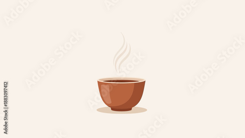 Minimalist Beverage Illustration: A Steaming Cup Offers Warmth And Tranquility