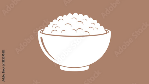 Minimalist Bowl Of Rice On Brown Background Perfect For Food Related Designs