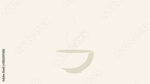Minimalist Bowl With Rising Steam, Representing Warmth and Cozy Comfort, Vector Illustration