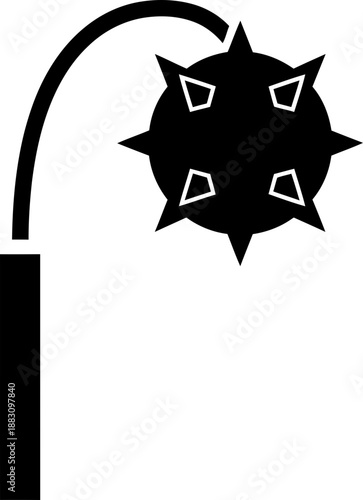 Mace icon, medieval weapon with spiked sphere, ancient warfare concept. Vector symbol for game, ui, app, web design