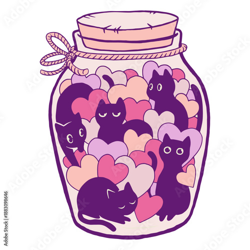 Hearts &amp; Cats in a Jar