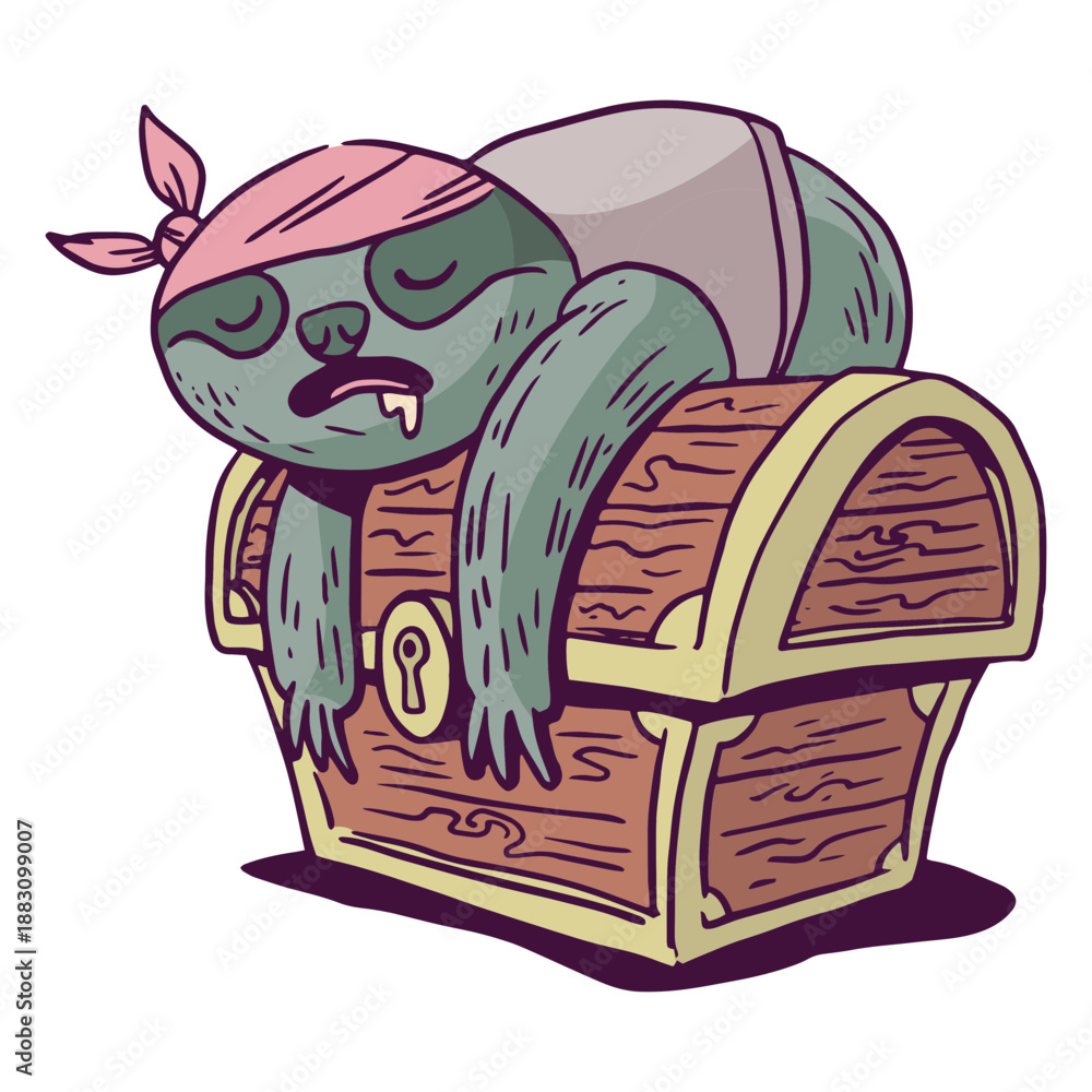 Obraz premium Sloth pirate animal character