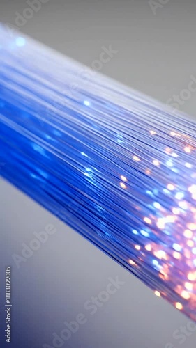 Fiber Optic Cables Transmitting Data and Light Signals for High-Speed Internet and Communication Networks.