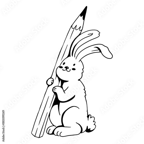 Bunny hand drawn with pencil