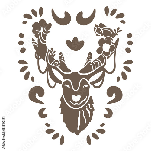 Reindeer flat brown winter solstice