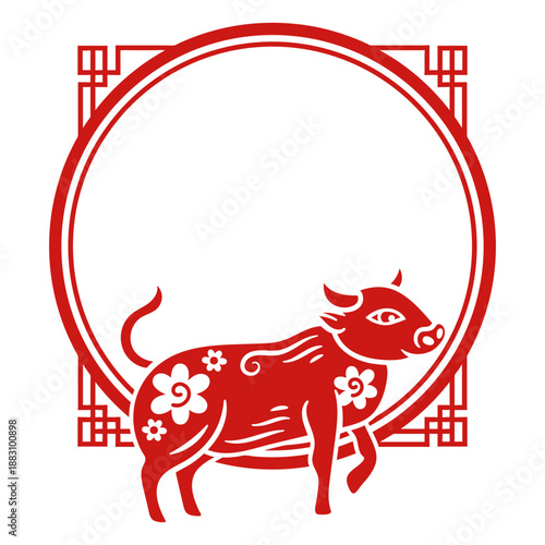 Lunar year cut out frame ox