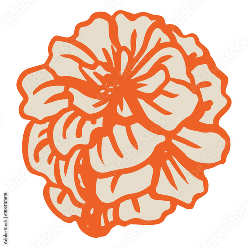 Day of the dead orange and gray carnation flower filled stroke