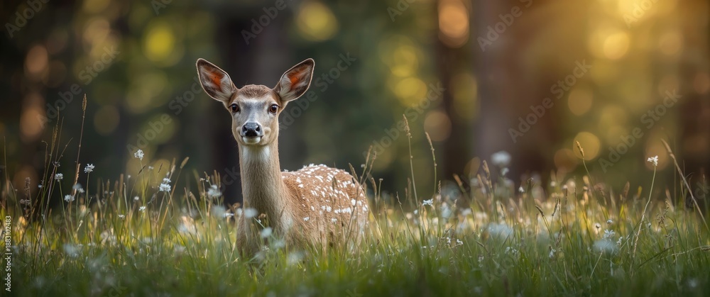 Obraz premium Forest background featuring deer