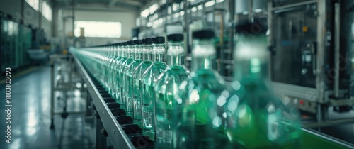 Wallpaper Mural Factory conveyor with many bottles in the production of Russian traditional alcohol drink vodka Torontodigital.ca