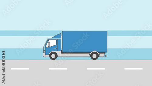 Minimalist Delivery Truck Driving On A Gray Road Depicting Transportation Concept